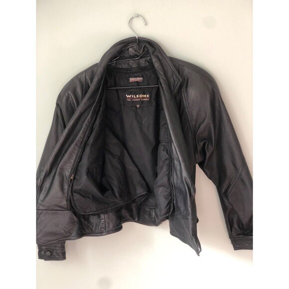 WILSONS LEATHER Vintage 80s Cropped Motorcycle Jacket Thinsulate Moto S - Picture 2 of 7